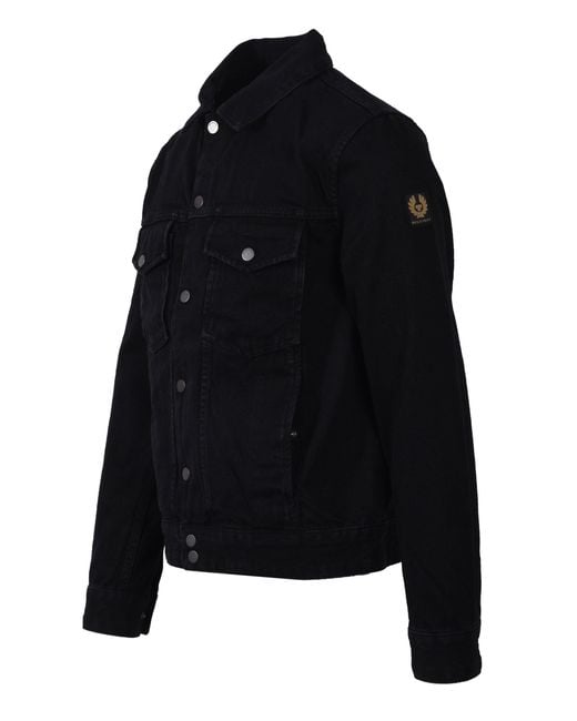 Belstaff Black Piston Trucker Jacket Washed Cotton for men