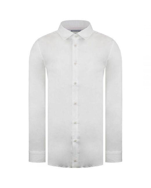 Ted Baker White Bellow Satin Shirt for men