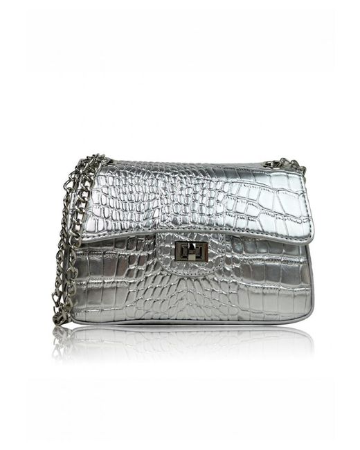 Where's That From Gray 'Calypso' Shoulder Bag With Chain And Buckle Detail