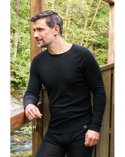 Mountain Warehouse Green Merino Thermal Baselayer Top Long Sleeve Hiking Winter Pullover Wool for men