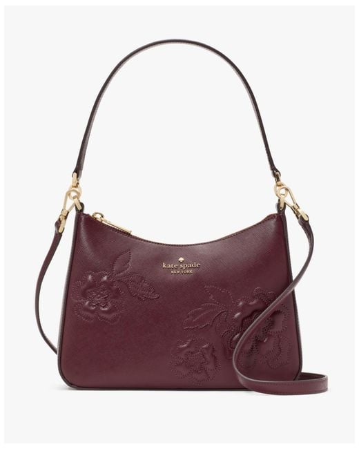 Kate Spade Purple Margot Forest Blooms Applique Convertible Shoulder Bag