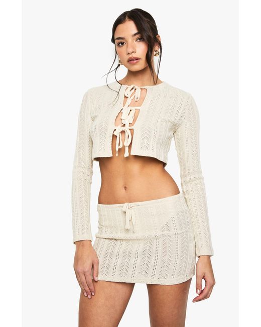 Boohoo White Crochet Mini Skirt With Built