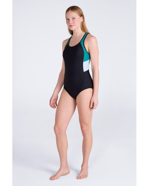 Mountain Warehouse Blue 'Take The Plunge' Swimsuit With Removable Cups Breathable Swimwear Nylon