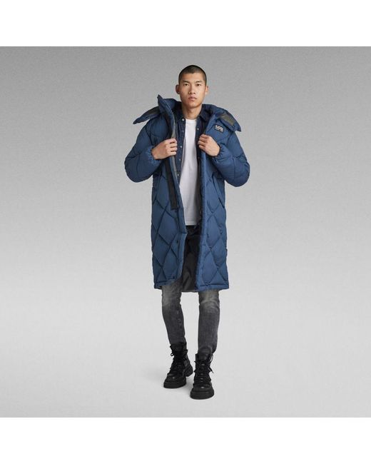 G-Star RAW Blue G-Star Raw G- Whistler Xl Long Blanket Puffer Coat for men