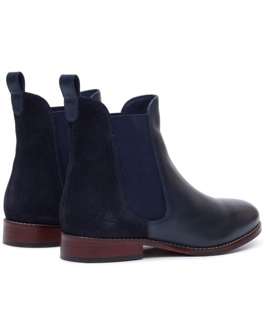 Hush Puppies Blue Colette Leather Wide Fit Flat Chelsea Boots
