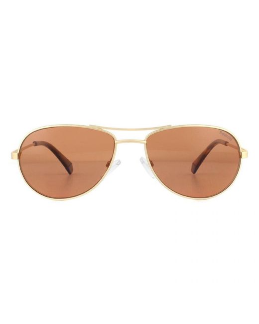 Polaroid Brown Aviator Matte Copper Polarized Sunglasses Metal