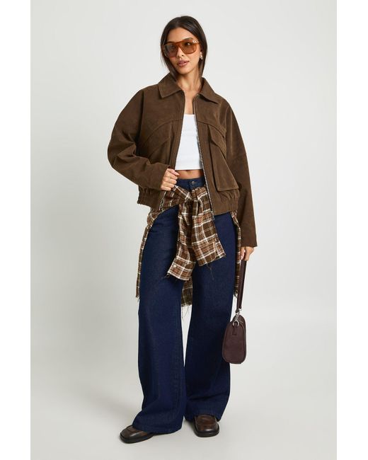 Boohoo Blue Oversized Faux Suede Jacket