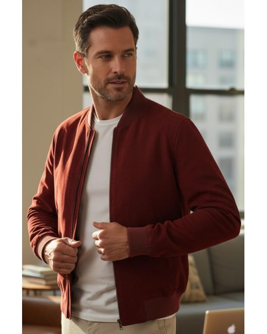 Infinity Leather Brown Goat Suede Ma-1 Bomber Jacket-North for men