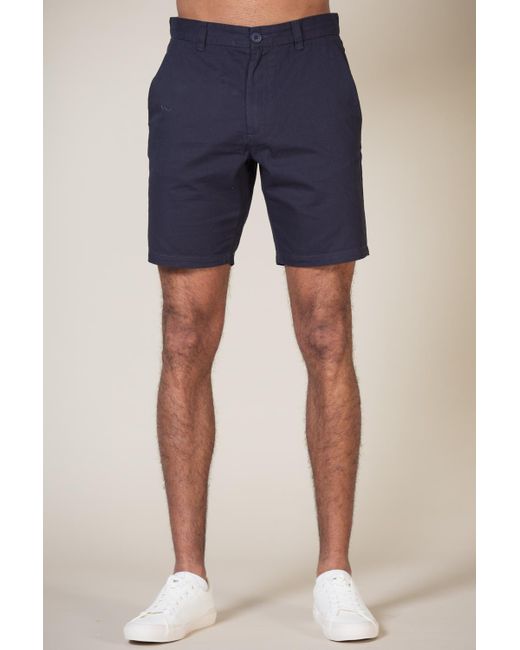 French Connection Blue Cotton Chino Shorts for men