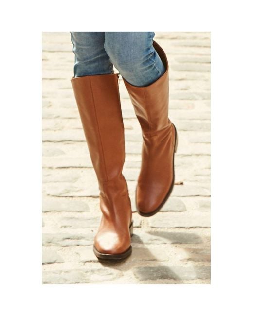 Sosandar Blue Luna Leather Flat Knee High Boot