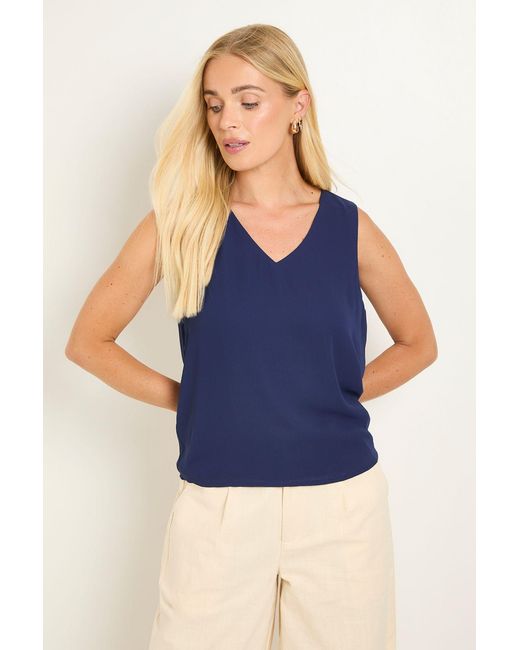 Wallis Blue Petite Plain V Neck Cami Top