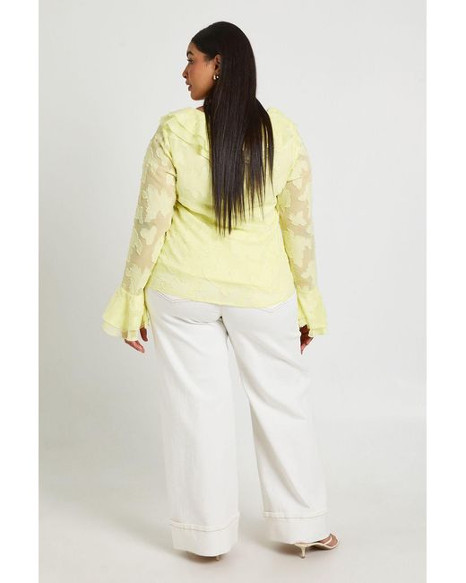 Boohoo White Plus Ruffle Burnout Blouse