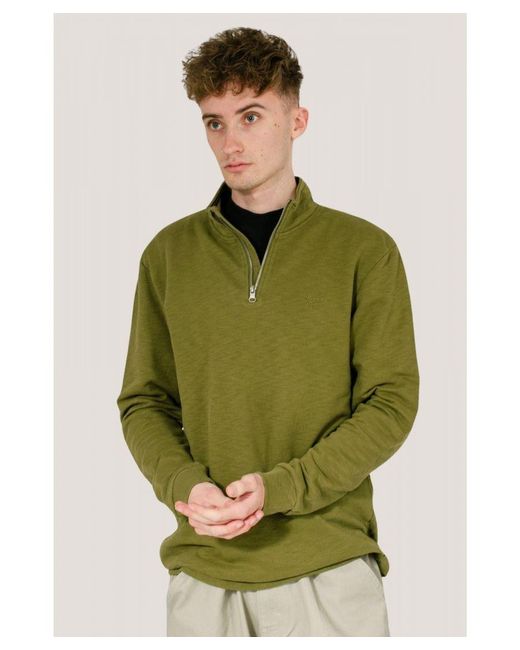 M&CO. Green Quarter Zip Cotton Sweatshirt for men