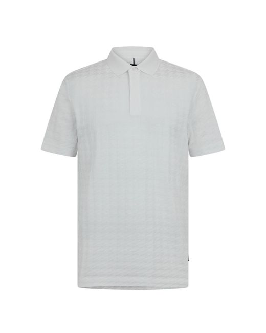 Boss Gray Porsche Houndstooth Collared Short-Sleeved Polo Shirt for men
