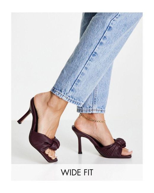 ASOS Blue Wide Fit Nadina Knotted High Heeled Mules