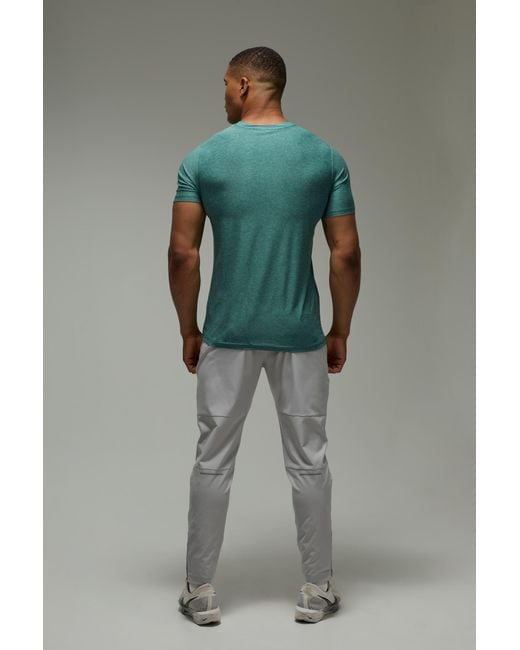 BoohooMAN Green Active Performance Regular Fit Marl T-Shirt for men