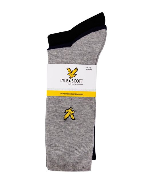 Lyle & Scott Blue Angus 3 Pack Socks for men