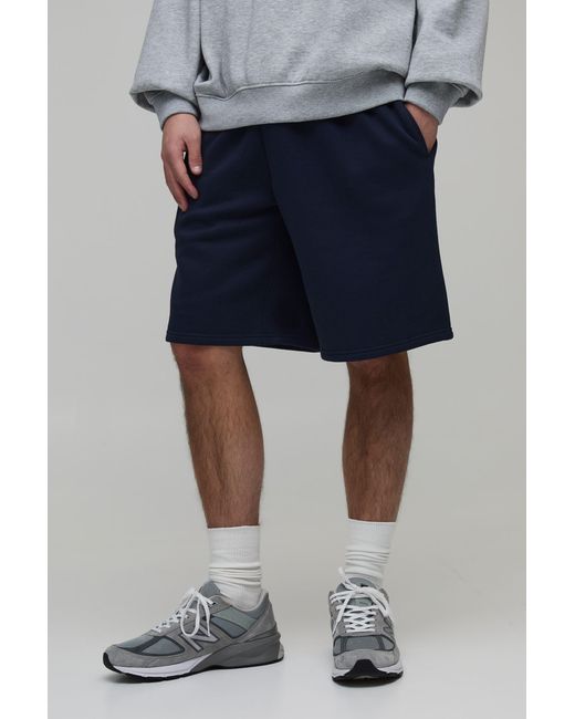 BoohooMAN Blue Basic Baggy Fit Jersey Short for men