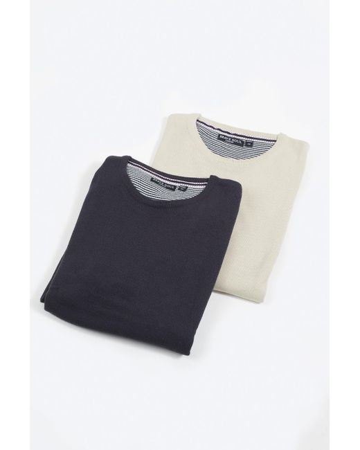 Brave Soul Blue 2 Pack Crew Neck Knit Jumpers for men