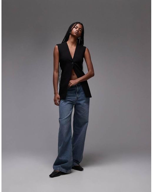 TOPSHOP Black Sleeveless Backless Blazer