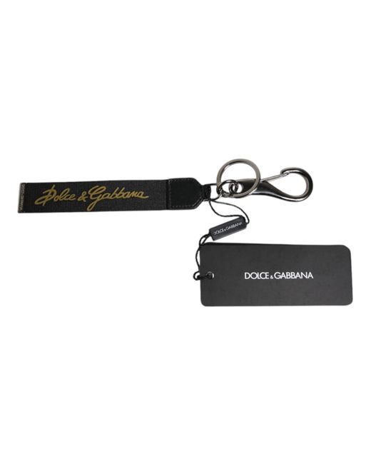 Dolce & Gabbana Black Logo Keychain With Hook for men