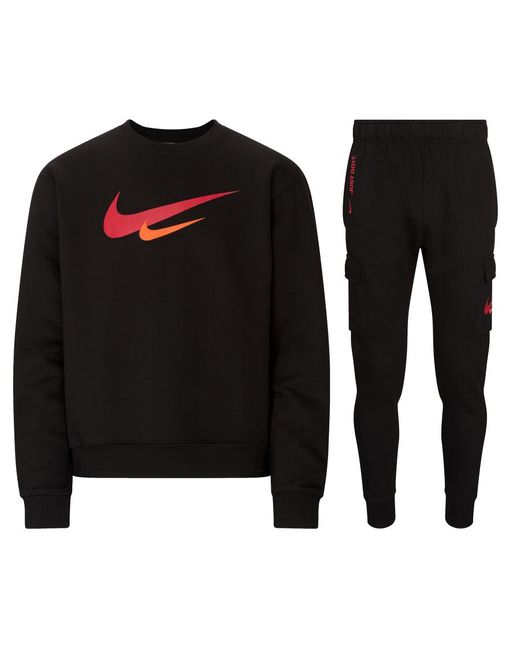 Nike Sportswear Printed Swoosh 's Tracksuit Black Cotton for men