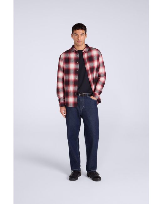 Mountain Warehouse Red 'Cove' Check Flannel Shirt Cotton Buttoned Breathable Top for men