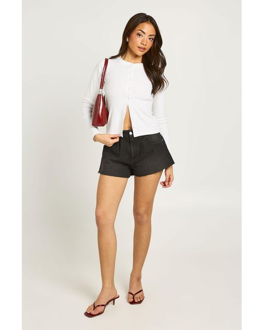 Boohoo Black Flippy Wide Leg Denim Short