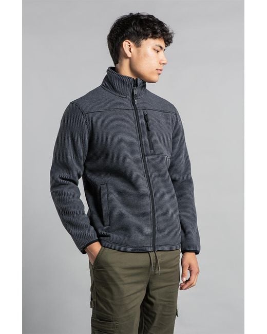 Kensington Eastside Gray Funnel Neck Full Zip Fleece With Sherpa Lining for men