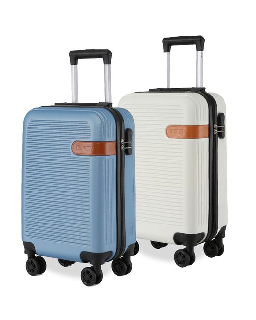 Infinity Leather Blue Hard Shell Cabin 36 X 22 X 56 Cm Abs Suitcase Suitable For Easyjet, Ryanair, Wizzair