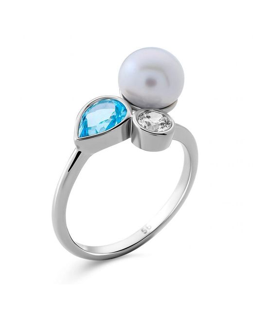 Orphelia Blue Ladies Embellished 925 Sterling Ring
