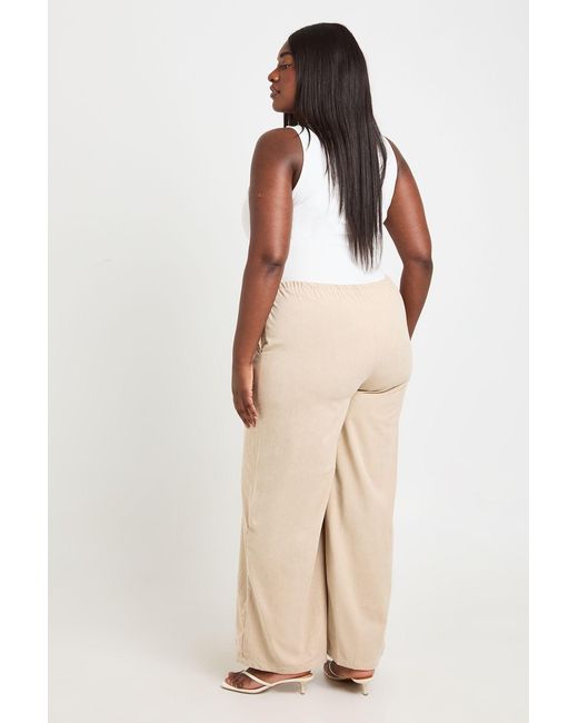 Boohoo Natural Plus Cord Wide Leg Trouser