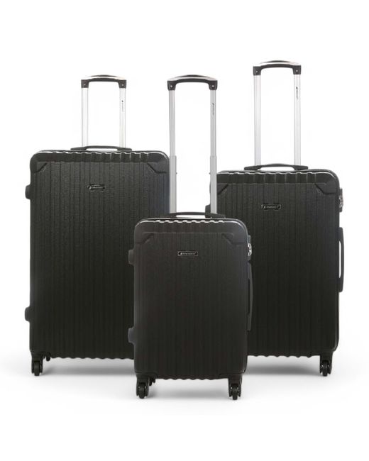 Infinity Leather Black Hard Shell Abs 8 Wheels Luggage Travel Cabin Suitcase