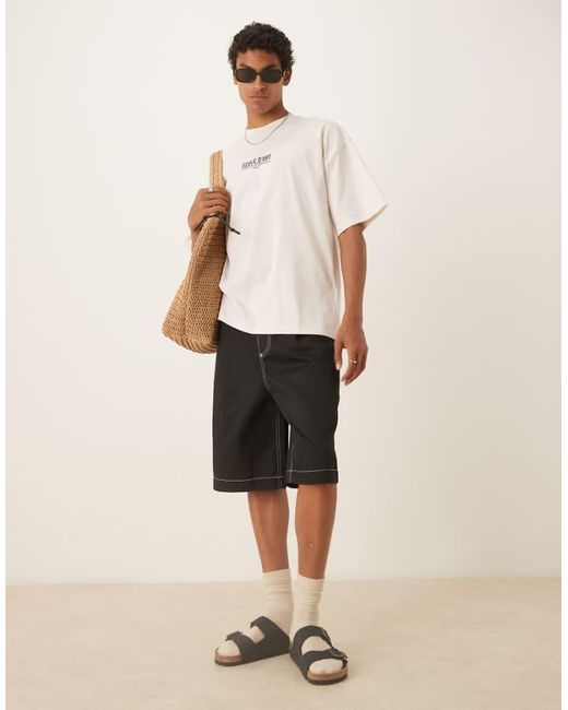 ASOS Natural Oversized Baggy Pleated Shorts for men