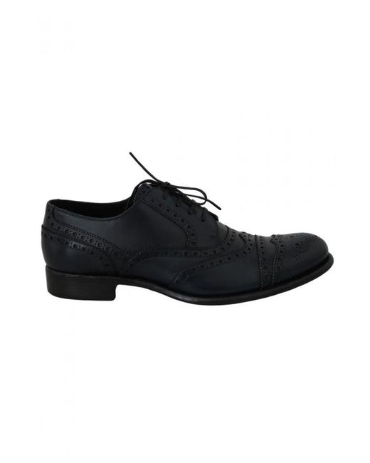 Dolce & Gabbana Black Dark Leather Wingtip Oxford Dress Shoes for men