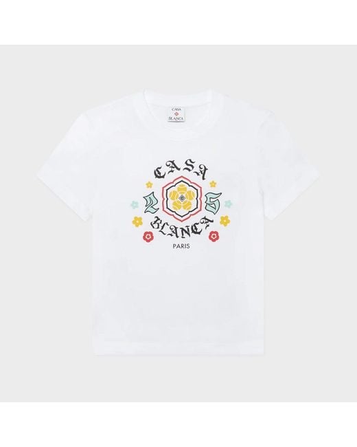 Casablanca White Bosozoku Printed Slim Fitted T-Shirt Cotton