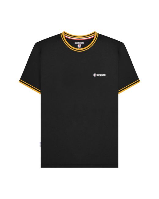 Lambretta Black Aw24 Twin Tip Pique T-Shirt Cotton for men