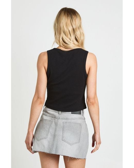 Boohoo Gray Petite Denim Mini Skirt