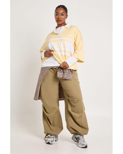 Boohoo Natural Plus Nylon Tie Waist Cargo Trouser
