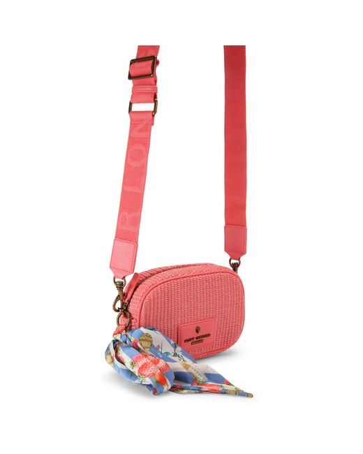 Kurt Geiger Pink Chiswick Raffia Camera Bag