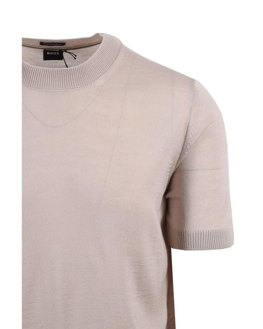 Boss Pink H Umauro Knitted T-Shirts Open Cotton for men