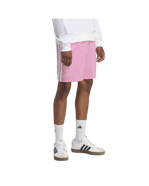 Adidas Pink Essentials 3 Stripes Shorts for men