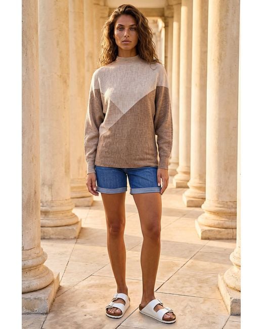 Roman Blue Colour Block Soft Knit Jumper