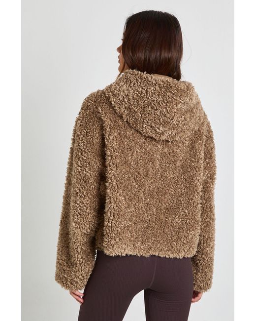 Boohoo Brown Hooded Teddy Jacket