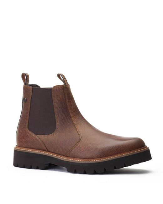 Base London Brown Ragnar Tumble Leather Chelsea Boots for men