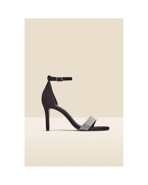 Sosandar Brown Suede Diamante Strap Barely There High Heel Sandal Material_Suede