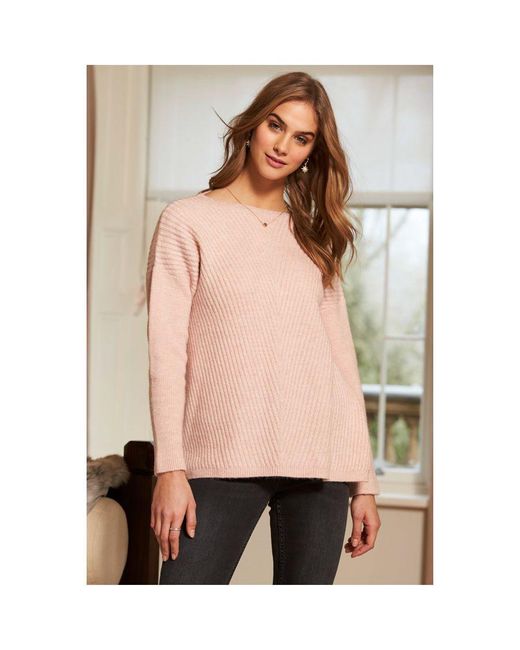 Sosandar Pink Blush Super Soft Chevron Detail Jumper