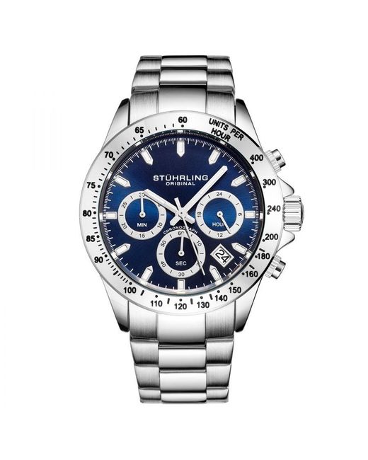 Stuhrling Blue Ultima 3960 Quartz 42Mm Chronograph for men