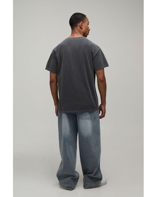 BoohooMAN Gray Oversized Washed Avengers Print T-Shirt for men