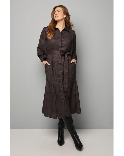 Wallis Gray Printed Pleat Detail Shirt Dress